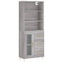 Credenza Grigio Sonoma 69,5x34x180 cm in Legno Multistrato