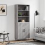 Credenza Grigio Sonoma 69,5x34x180 cm in Legno Multistrato