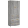 Credenza Grigio Sonoma 69,5x34x180 cm in Legno Multistrato