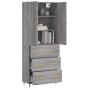 Credenza Grigio Sonoma 69,5x34x180 cm in Legno Multistrato