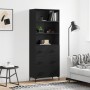 Credenza Nera 69,5x34x180 cm in Legno Multistrato