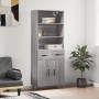 Credenza Grigio Sonoma 69,5x34x180 cm in Legno Multistrato