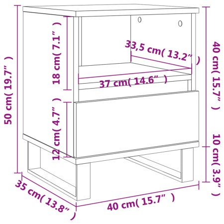 Comodino Bianco 40x35x50 cm in Legno Multistrato