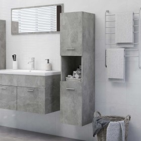 Mobile da Bagno Grigio Cemento 30x30x130 cm Legno Multistrato