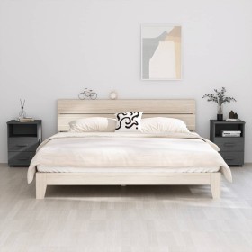 Comodini HAMAR 2 pz Grigio Scuro 40x35x62 cm in Legno di Pino