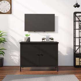 Mobile Porta TV con Ante Nero 60x35x45 cm in Legno Multistrato