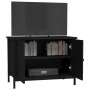 Mobile Porta TV con Ante Nero 60x35x45 cm in Legno Multistrato