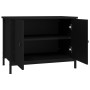 Mobile Porta TV con Ante Nero 60x35x45 cm in Legno Multistrato