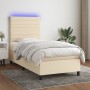 Letto a Molle con Materasso e LED Crema 90x190 cm in Tessuto