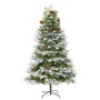 Albero di Natale Preilluminato con Pigne Verde 195 cm PVC e PE