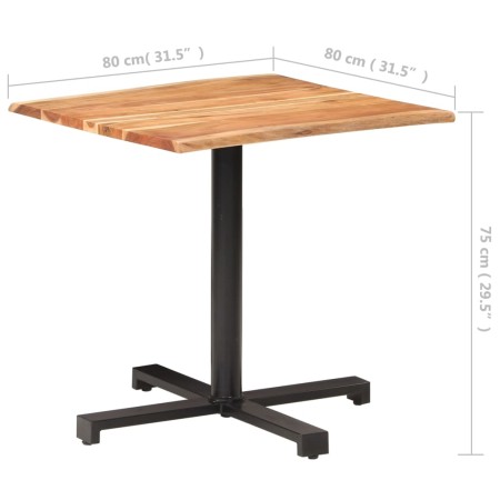 Tavolino da Bistrot Bordi Spigoli Vivi 80x80x75 cm Legno Acacia