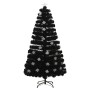 Albero Natale con Fiocchi di Neve a LED Nero 120cm Fibra Ottica