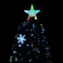 Albero Natale con Fiocchi di Neve a LED Nero 120cm Fibra Ottica