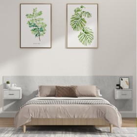 Testiera Letto con Comodini in Legno Multistrato Grigio Cemento