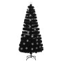 Albero Natale con Fiocchi di Neve a LED Nero 180cm Fibra Ottica