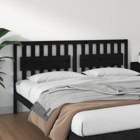 Testiera per Letto Nera 185,5x4x100cm in Legno Massello di Pino