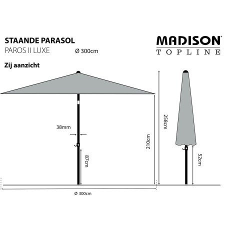 Madison Ombrellone Paros II Luxe 300 cm Grigio