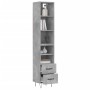 Credenza Grigio Cemento 34,5x34x180 cm in Legno Multistrato