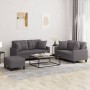 Set di Divani 3 pz con Cuscini Grigio in Similpelle