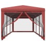 Tenda per Feste con Pareti Laterali in Rete Rossa 3x9 m HDPE