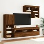 Mobili TV a Muro con LED 6pz Rovere Marrone Legno Multistrato