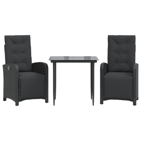 Set da Bistrò 3 pz con Cuscini Nero in Polyrattan