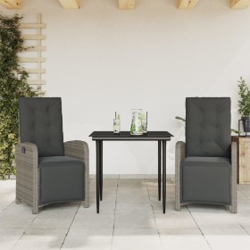 Set da Bistrò 3 pz con Cuscini Grigio in Polyrattan