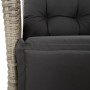 Set Pranzo da Giardino 3pz con Cuscini Grigio Chiaro Polyrattan