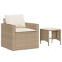 Set Divano da Giardino 4 pz con Cuscini Beige in Polyrattan