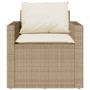 Set Divano da Giardino 4 pz con Cuscini Beige in Polyrattan