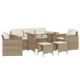 Set Divano da Giardino 6 pz con Cuscini Beige in Polyrattan