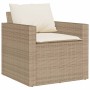 Set Divano da Giardino 6 pz con Cuscini Beige in Polyrattan