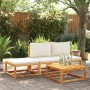 Set Divani da Giardino 4pz con Cuscini Legno Massello di Acacia