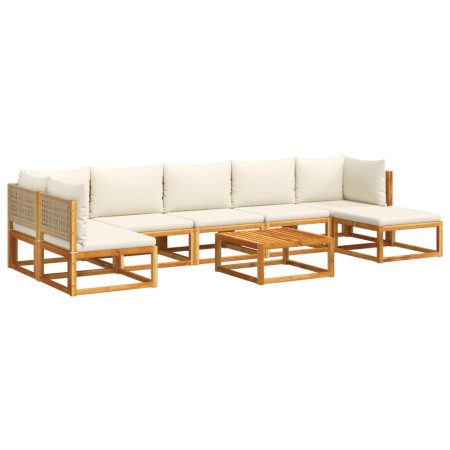 Set Divano da Giardino 8pz con Cuscini Legno Massello di Acacia