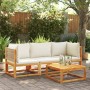 Set Divano da Giardino 3pz con Cuscini Legno Massello di Acacia