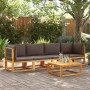 Set Divani da Giardino 4pz con Cuscini Legno Massello di Acacia