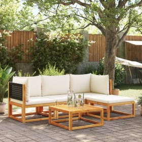 Set Divano da Giardino 5 pz con Cuscini Legno Massello Acacia