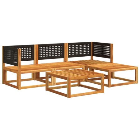 Set Divano da Giardino 5 pz con Cuscini Legno Massello Acacia