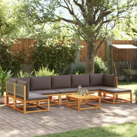 Set Divano da Giardino 8pz con Cuscini Legno Massello di Acacia