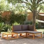 Set Divani da Giardino 4pz con Cuscini Legno Massello di Acacia