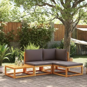 Set Divani da Giardino 4pz con Cuscini Legno Massello di Acacia