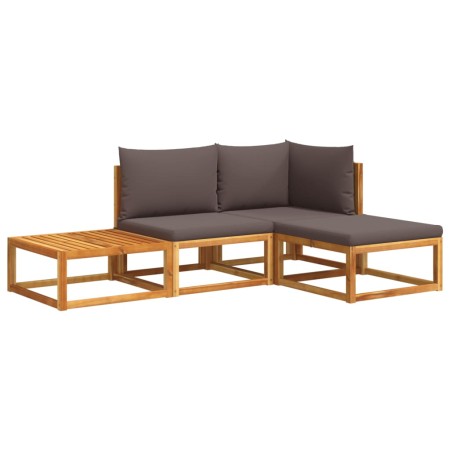 Set Divani da Giardino 4pz con Cuscini Legno Massello di Acacia