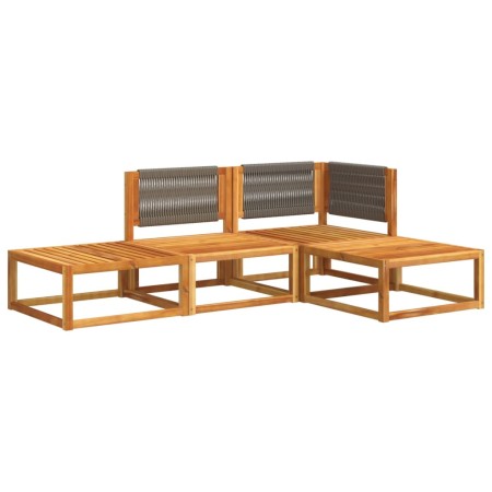 Set Divani da Giardino 4pz con Cuscini Legno Massello di Acacia