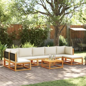 Set Divano da Giardino 8pz con Cuscini Legno Massello di Acacia