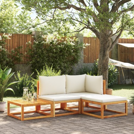 Set Divani da Giardino 4pz con Cuscini Legno Massello di Acacia