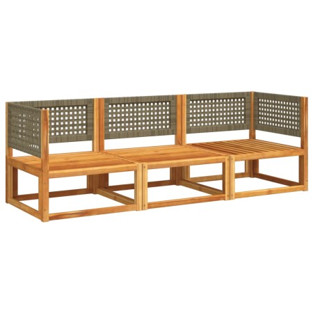 Set Divano da Giardino 3pz con Cuscini Legno Massello di Acacia