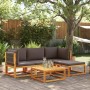 Set Divano da Giardino 5 pz con Cuscini Legno Massello Acacia