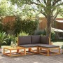 Set Divani da Giardino 4pz con Cuscini Legno Massello di Acacia