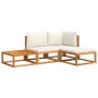 Set Divani da Giardino 4pz con Cuscini Legno Massello di Acacia