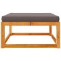 Poggiapiedi Giardino con Cuscino 65x65x29 Legno Massello Acacia